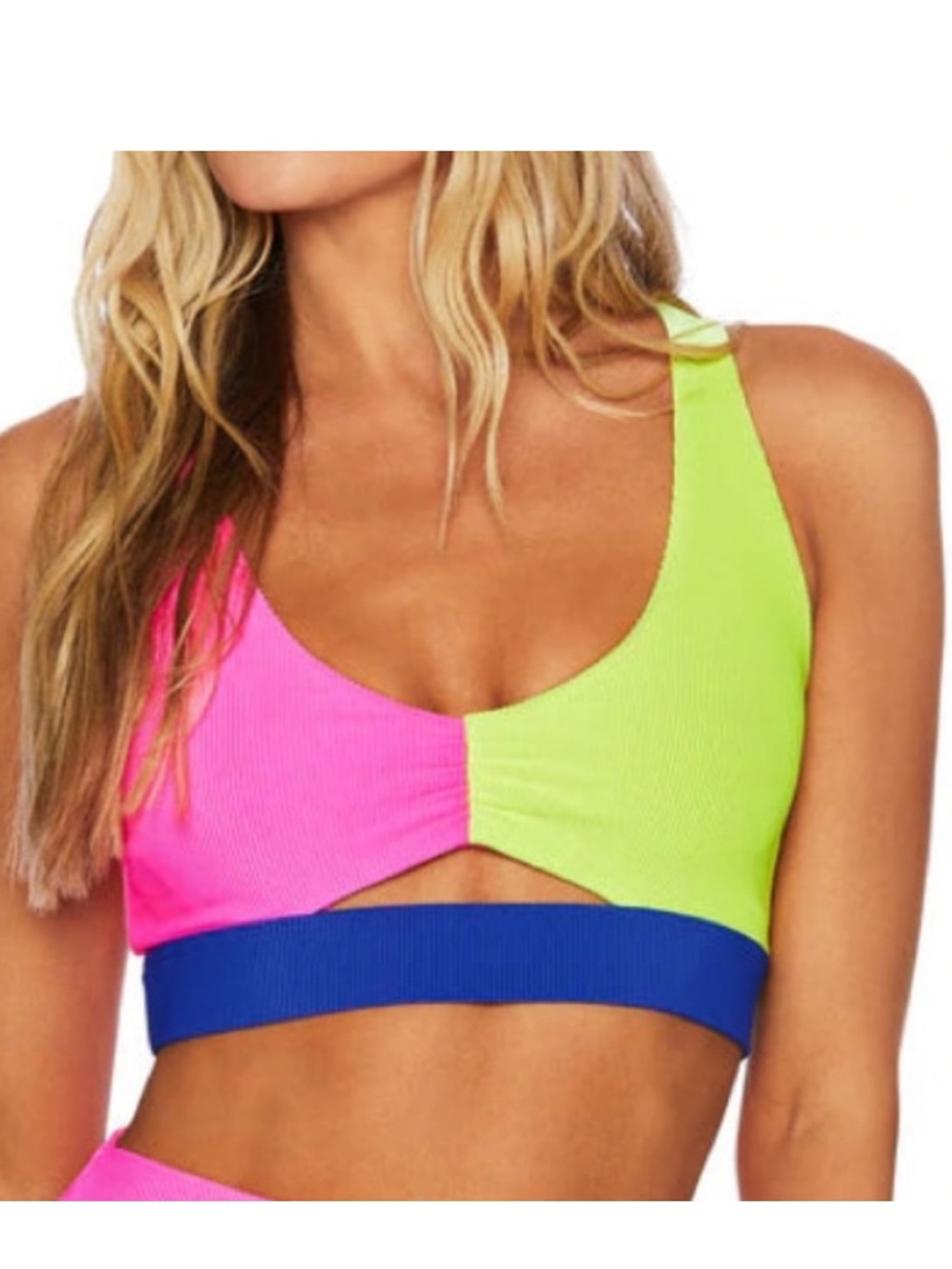 Beach Riot Mila Bikini in Electric Beach Colorblock size Large